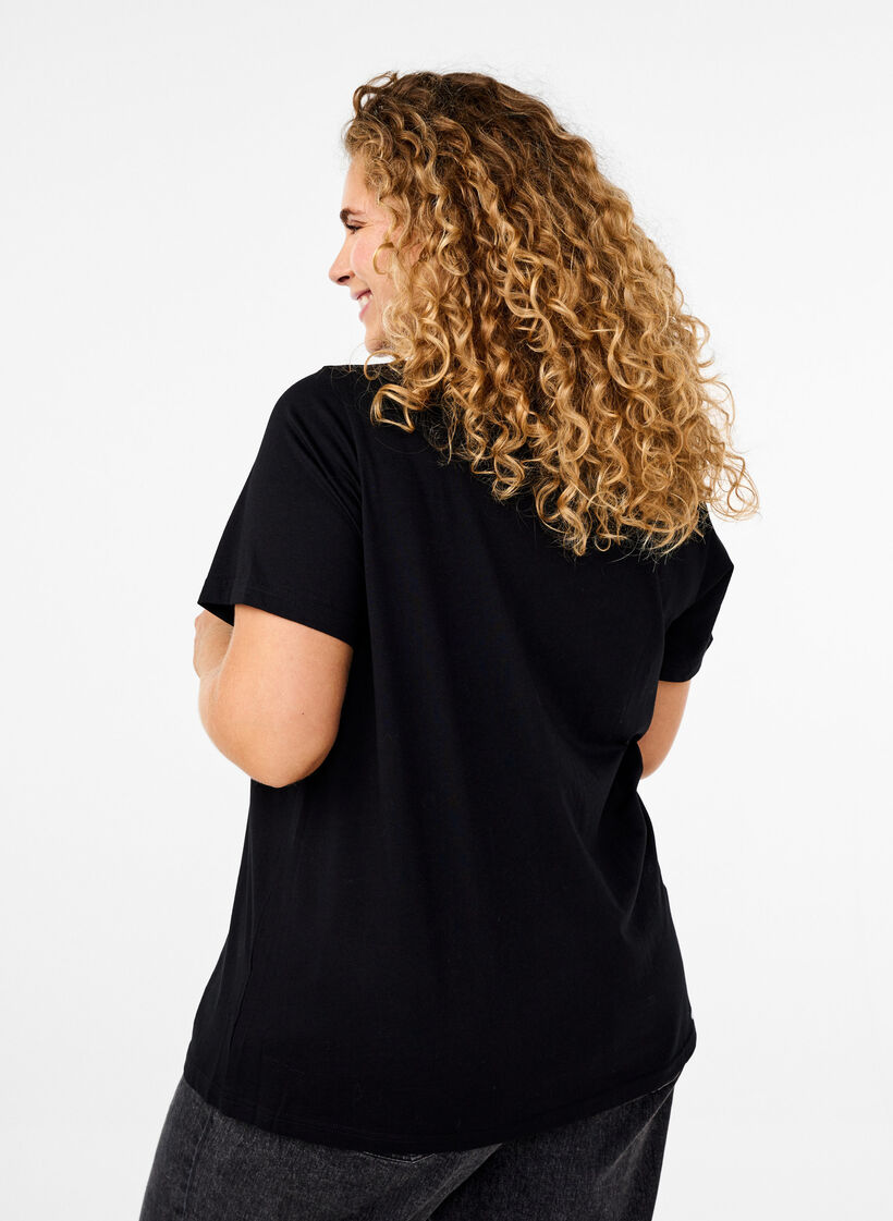 Bomulds t-shirt med rhinesten motiv, Black w. Dream, Model image number 1