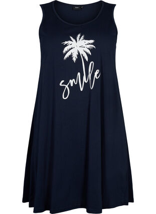 Ærmeløs bomulds kjole med a-shape, Night Sky W. Smile, Packshot image number 0