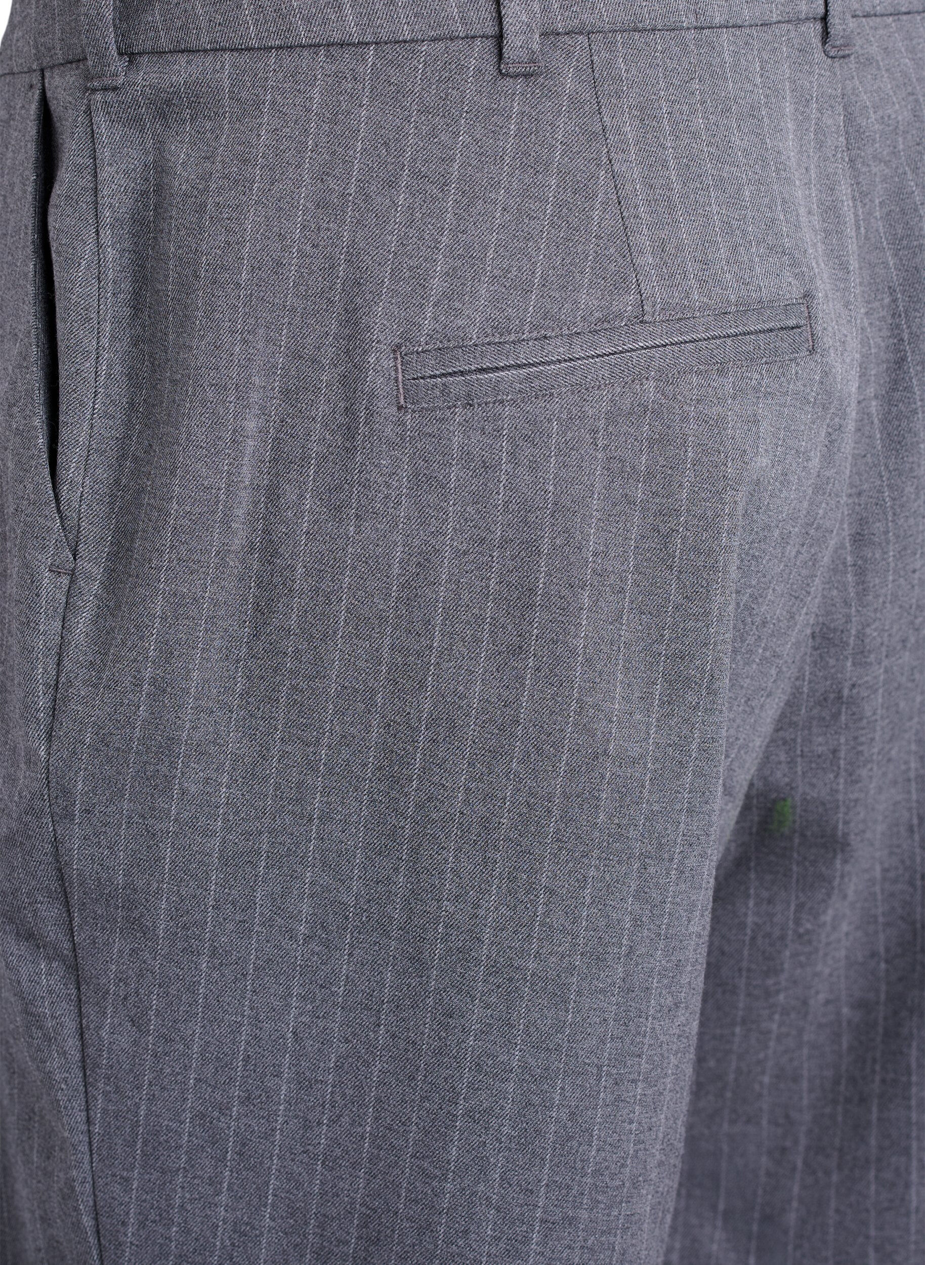 Zizzi N&aring;lestribede bermudashorts med l&oslash;s pasform, Gr&aring;, Packshot image number 3