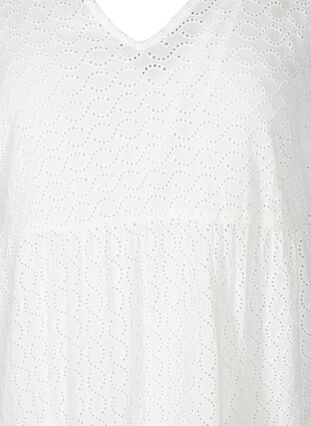 Kortærmet kjole med broderi anglaise, Bright White, Packshot image number 2