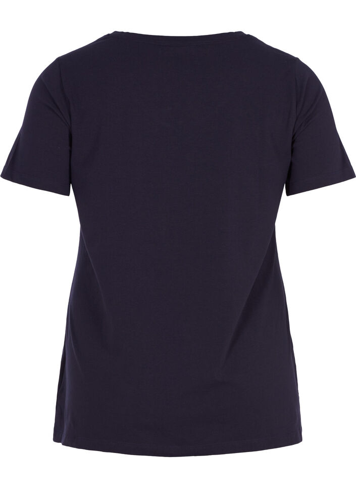 Ensfarvet basis t-shirt i bomuld, Bl&aring;, Packshot image number 1