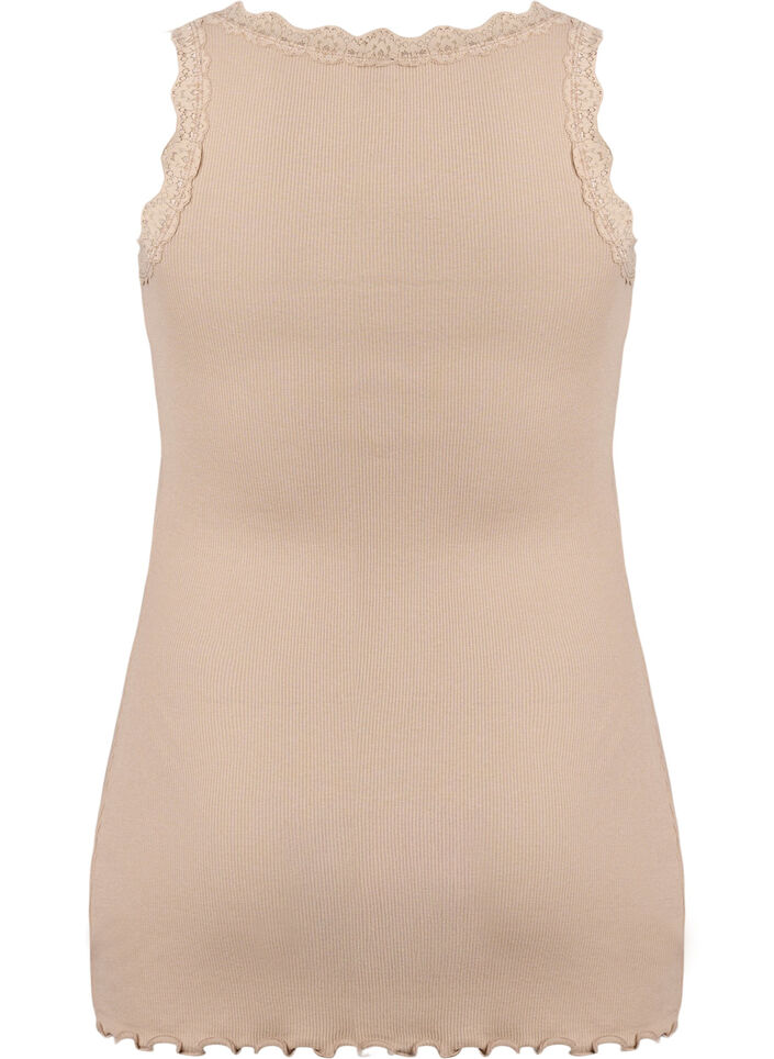 Top med blondekant, Beige, Packshot image number 1