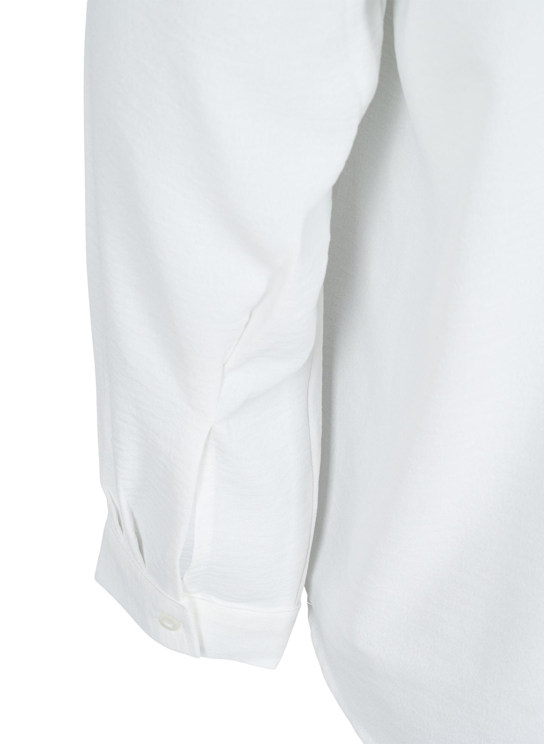Zizzi Lang&aelig;rmet skjortebluse med v-hals, Bright White, Packshot image number 3