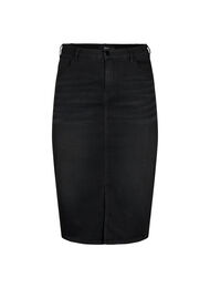 Denim midinederdel med slids, Sort