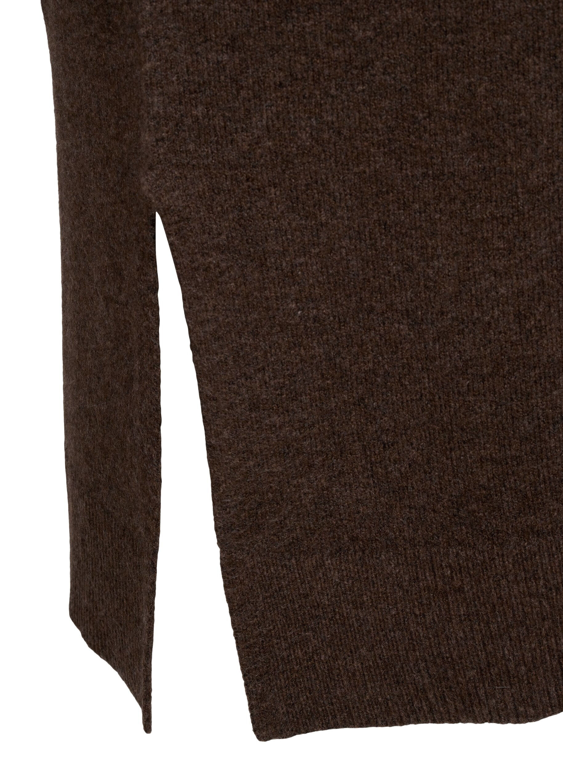 ZizziLang&aelig;rmet strikkjole med V-hals, Brun, Packshot image number 3