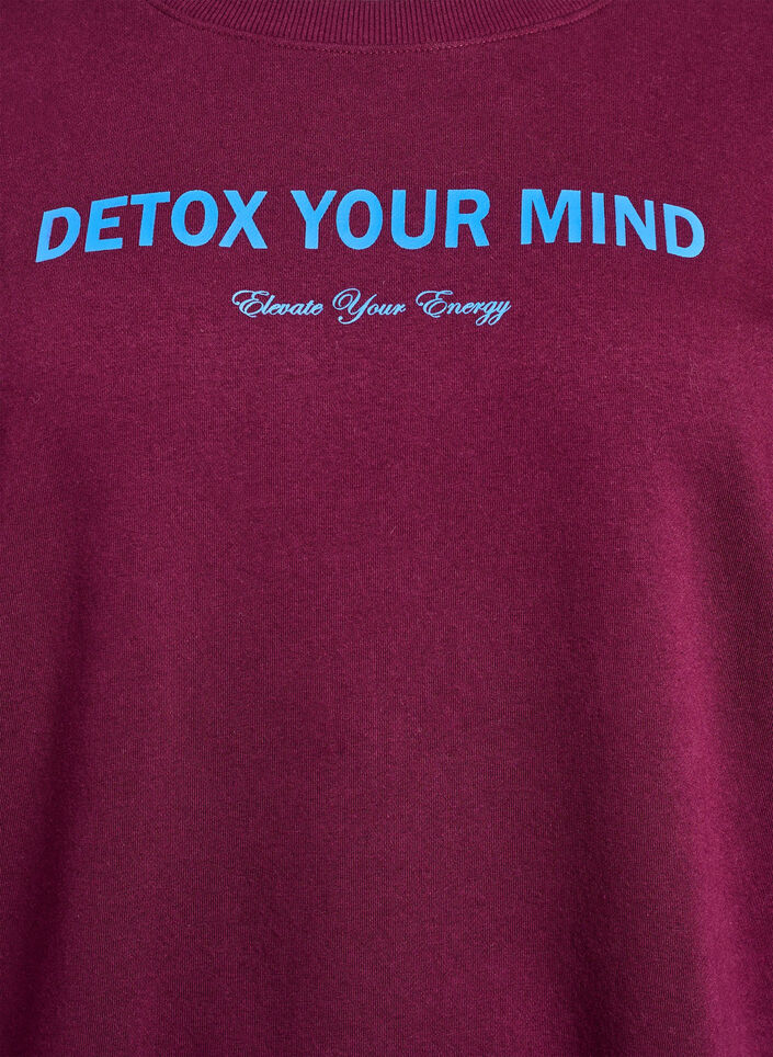 Sweatshirt med tekstmotiv, M&oslash;rk Bordeaux, Packshot image number 2