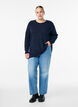 Lang&aelig;rmet bluse med struktur, Bl&aring;, Model image number 1