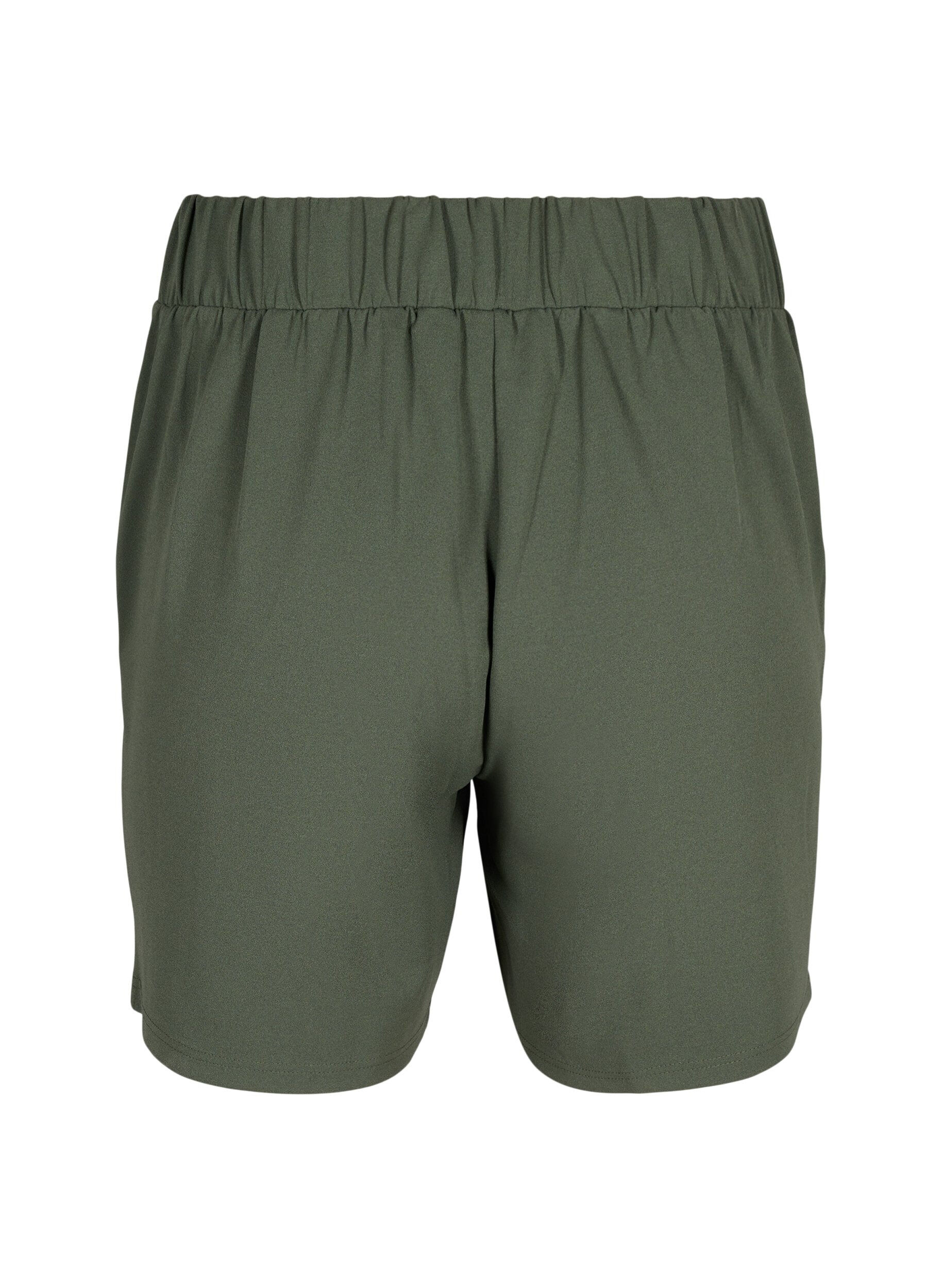 Zizzi Shorts med lommer og l&oslash;s pasform, Gr&oslash;n, Packshot image number 1