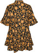 Blomstret bomuldskjole med fl&aelig;sedetaljer og l&oslash;s A-form, Orange, Packshot image number 1