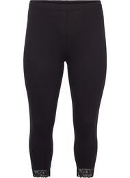 Basis 3/4 leggings med blondekant, Black