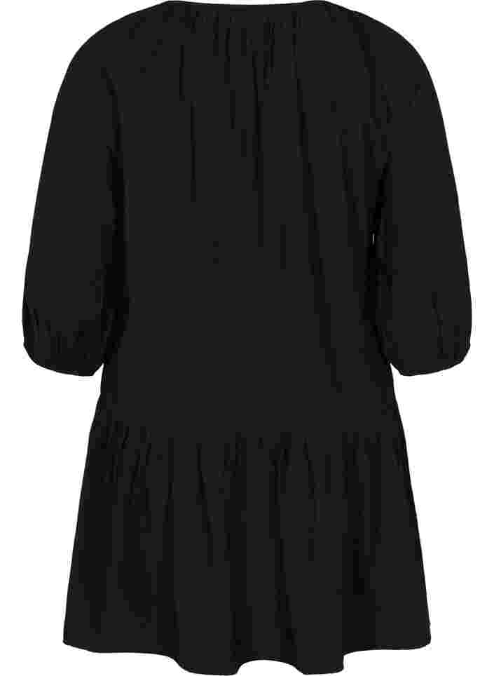 Tunika i a-form med 3/4 ærmer, Black, Packshot image number 1
