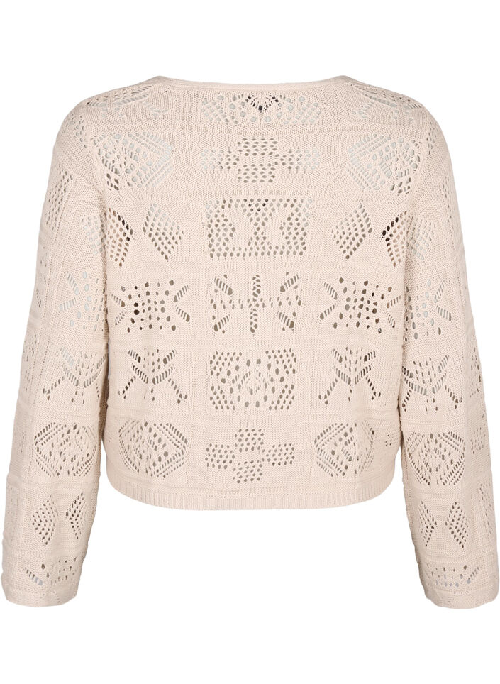 Strikket cardigan med bindebånd, Pumice Stone, Packshot image number 1
