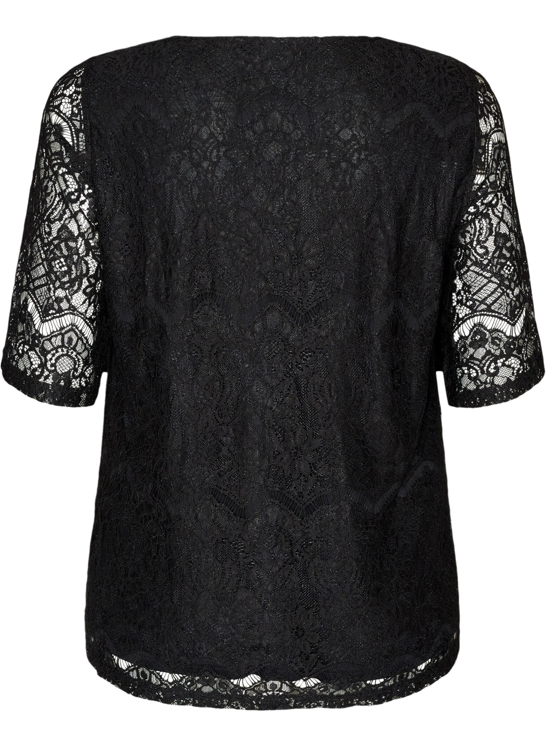 ZizziBlondebluse med dekorative knapper, Sort, Packshot image number 1