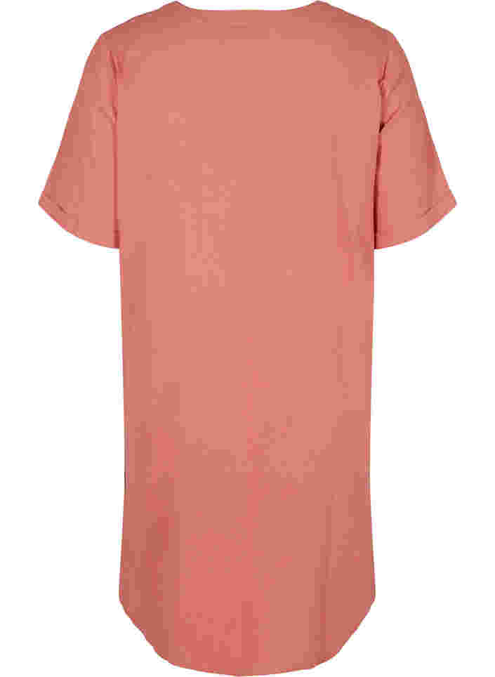Kortærmet kjole i bomuldsmix med hør, Canyon Rose, Packshot image number 1