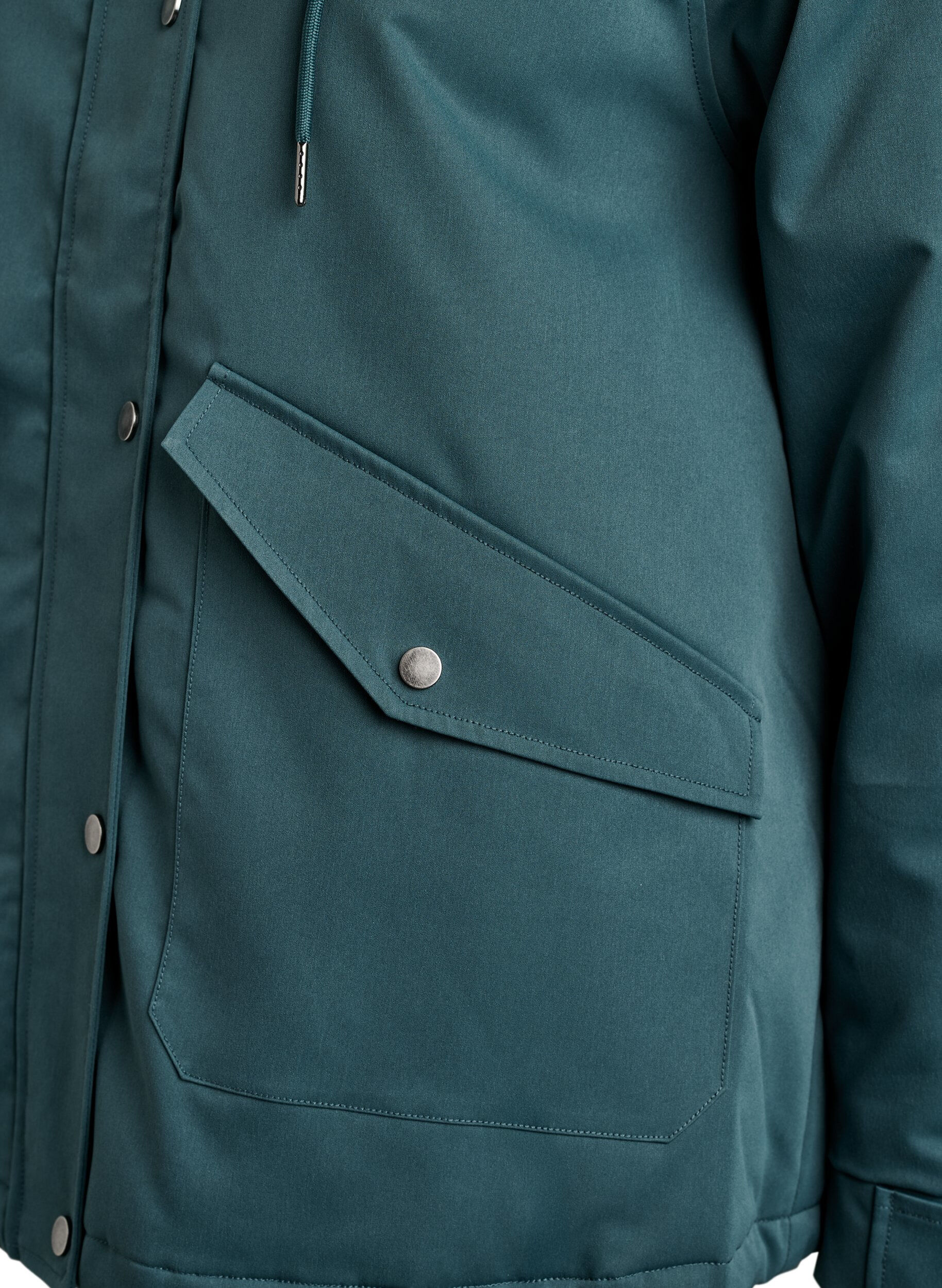 ZizziVatteret parka med aftagelig h&aelig;tte, Gr&oslash;n, Packshot image number 3