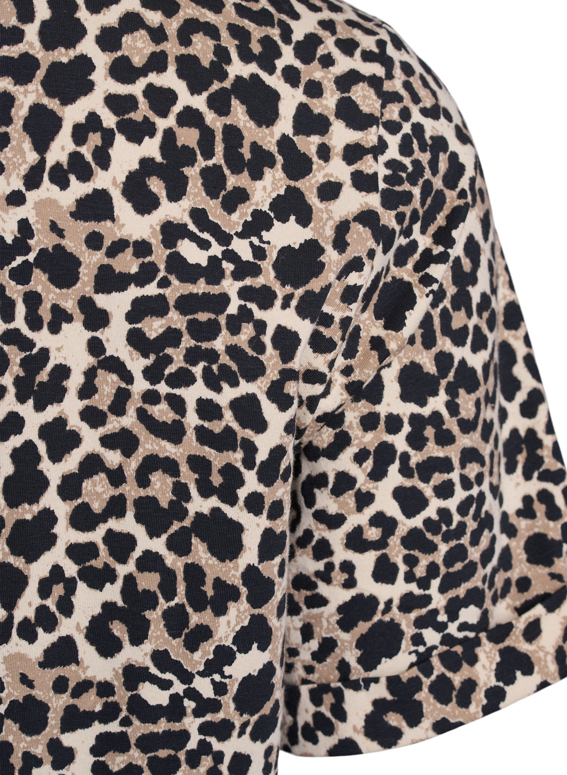 Zizzi T-shirt med rund hals og all-over print, Brun, Packshot image number 3