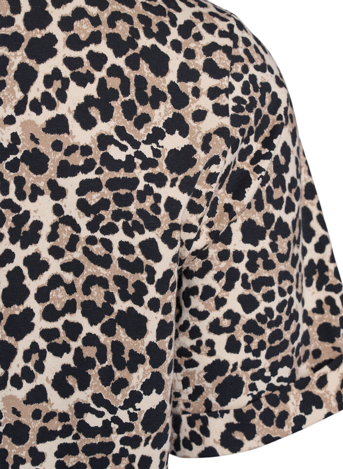 T-shirt med rund hals og all-over print, Brun, Packshot image number 3