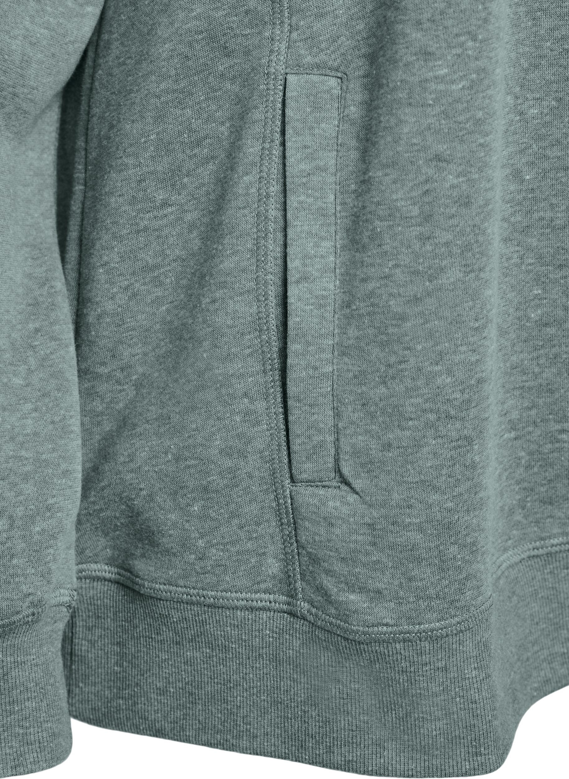 Zizzi Sweatshirt med h&oslash;j krave og lommer, Gr&oslash;n, Packshot image number 3