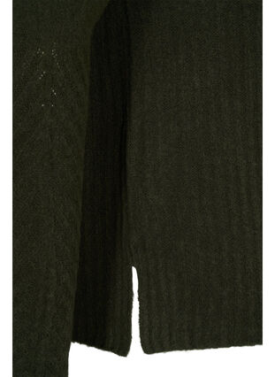 Højhalset strikbluse med rib, Forest Night Mel., Packshot image number 3