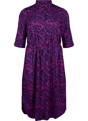 FLASH - Skjortekjole med print, Pink Blue AOP, Packshot image number 0