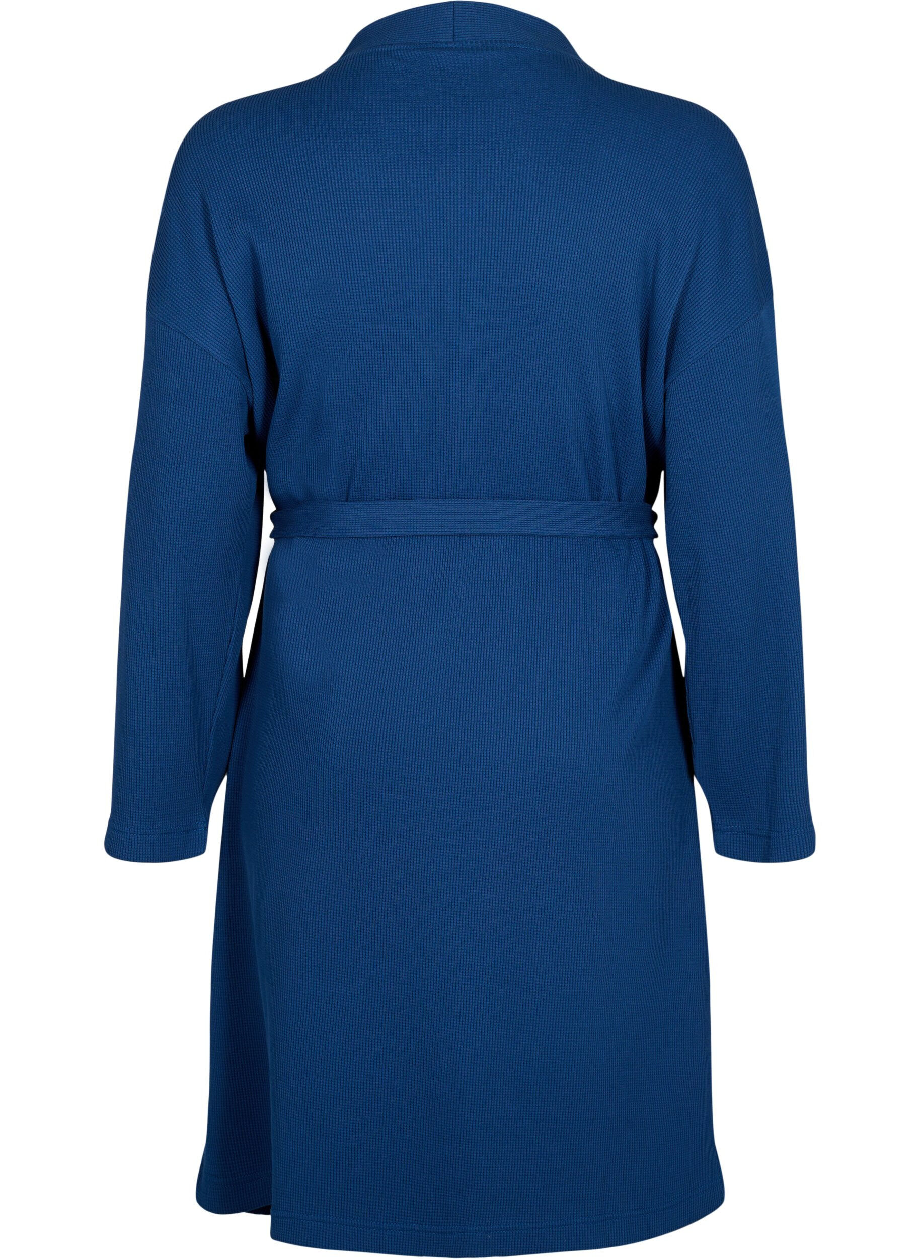 Zizzi Morgenk&aring;be med lommer og bindeb&aelig;lte, Blue Opal, Packshot image number 1