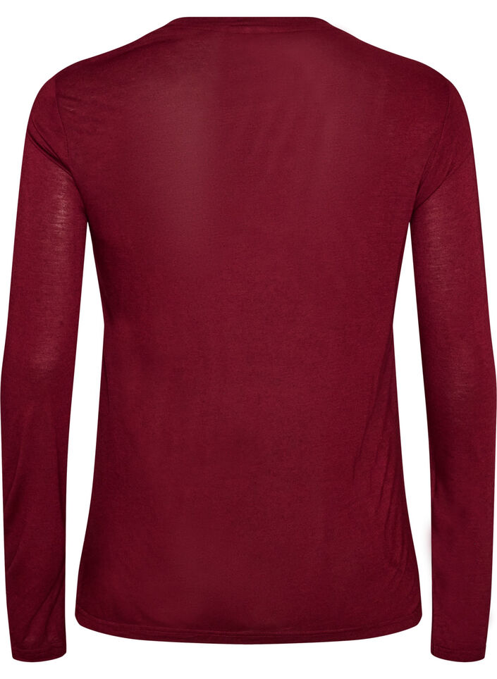 Lang&aelig;rmet bluse i uld og viskose, R&oslash;d, Packshot image number 1