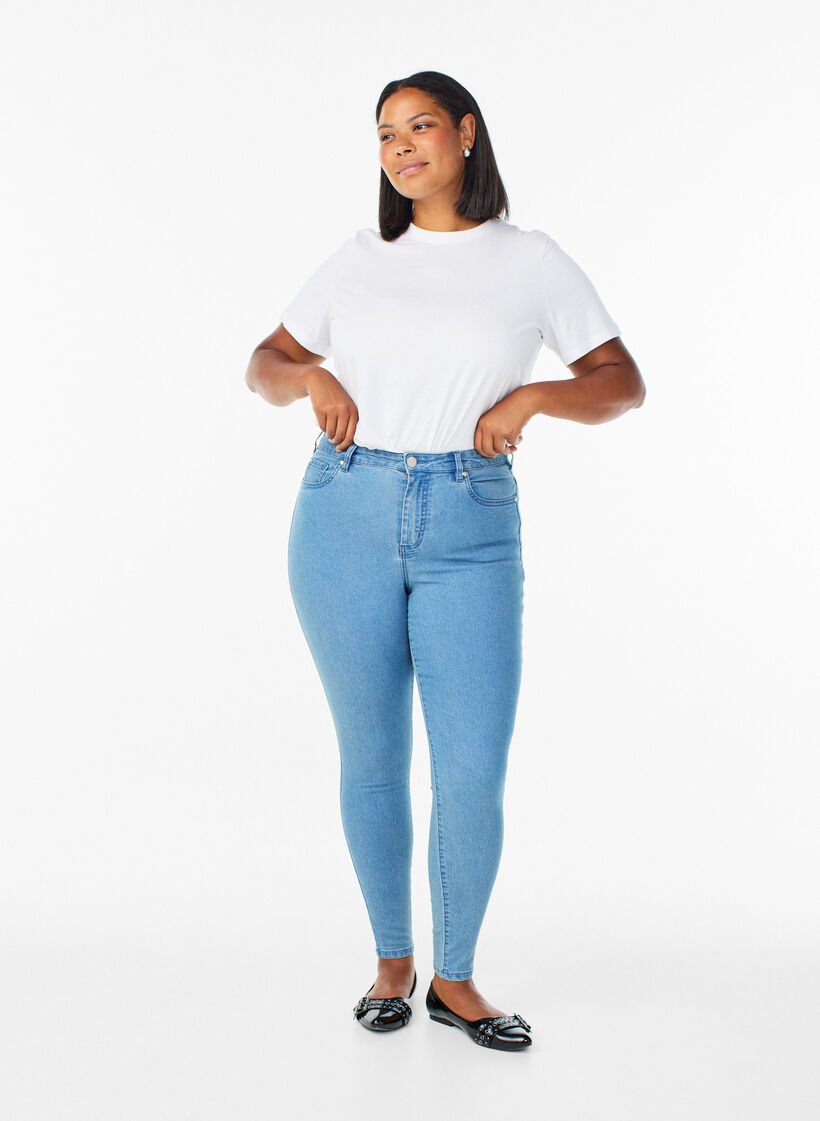 Amy jeans med h&oslash;j talje og super slim fit, Bl&aring;, Model image number 0