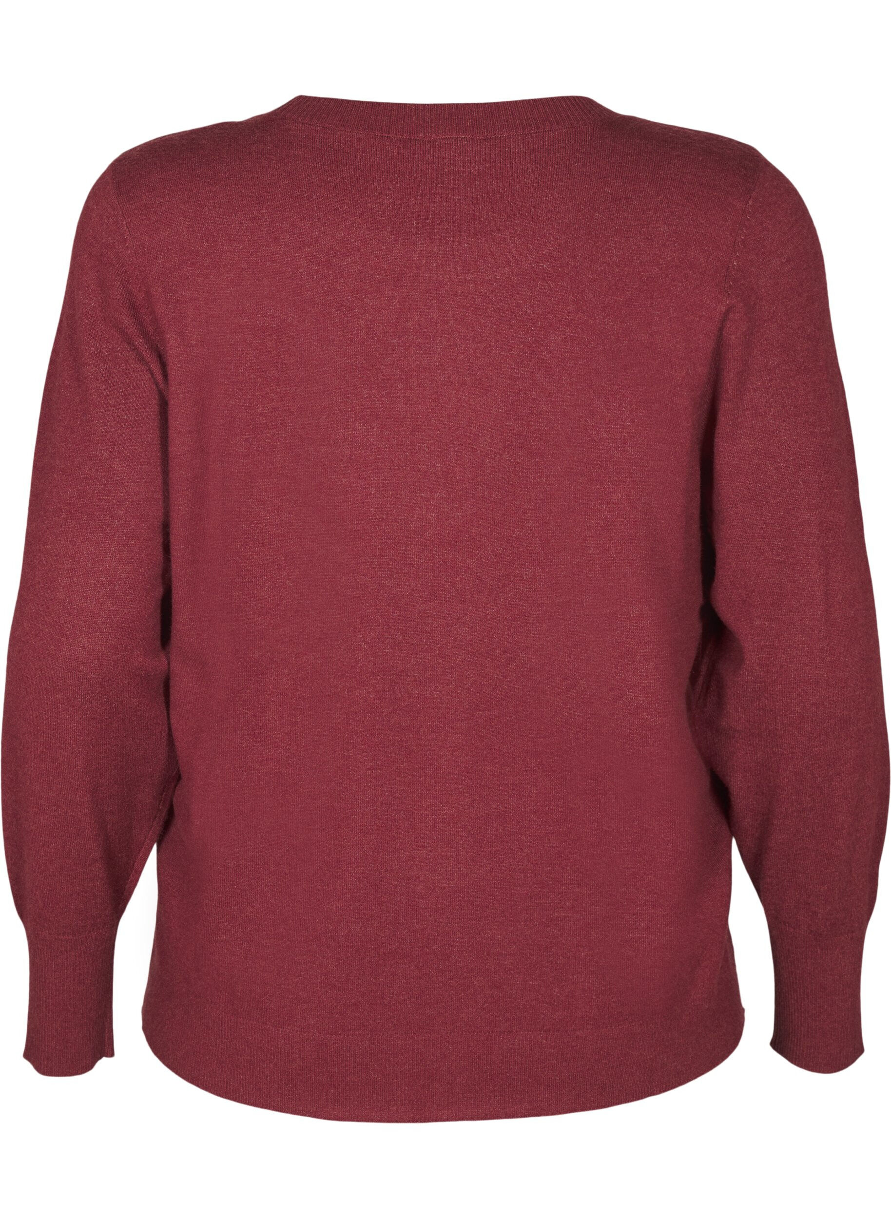 ZizziStrikbluse med rund hals, R&oslash;d, Packshot image number 1