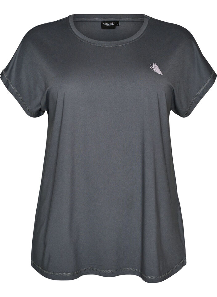 Ensfarvet tr&aelig;nings t-shirt, Gr&aring;, Packshot image number 0