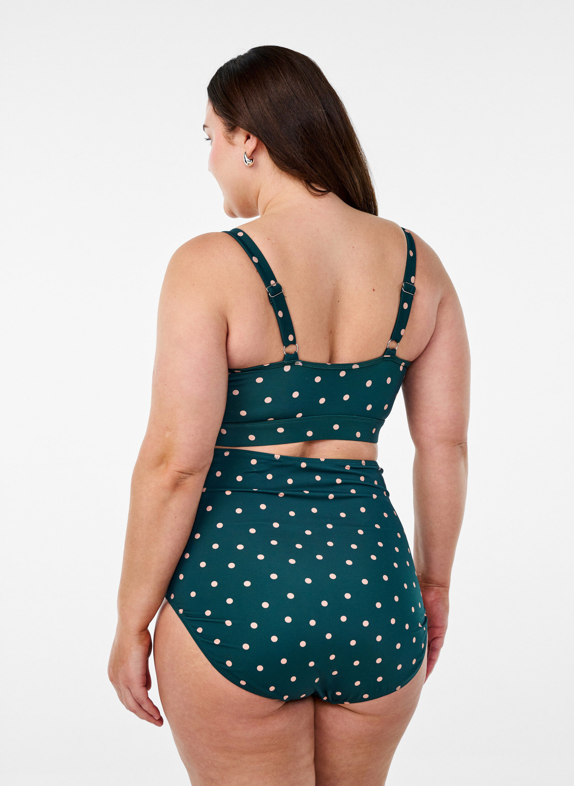 Zizzi Bikini bh med print og fl&aelig;sedetaljer, Gr&oslash;n, Model image number 2