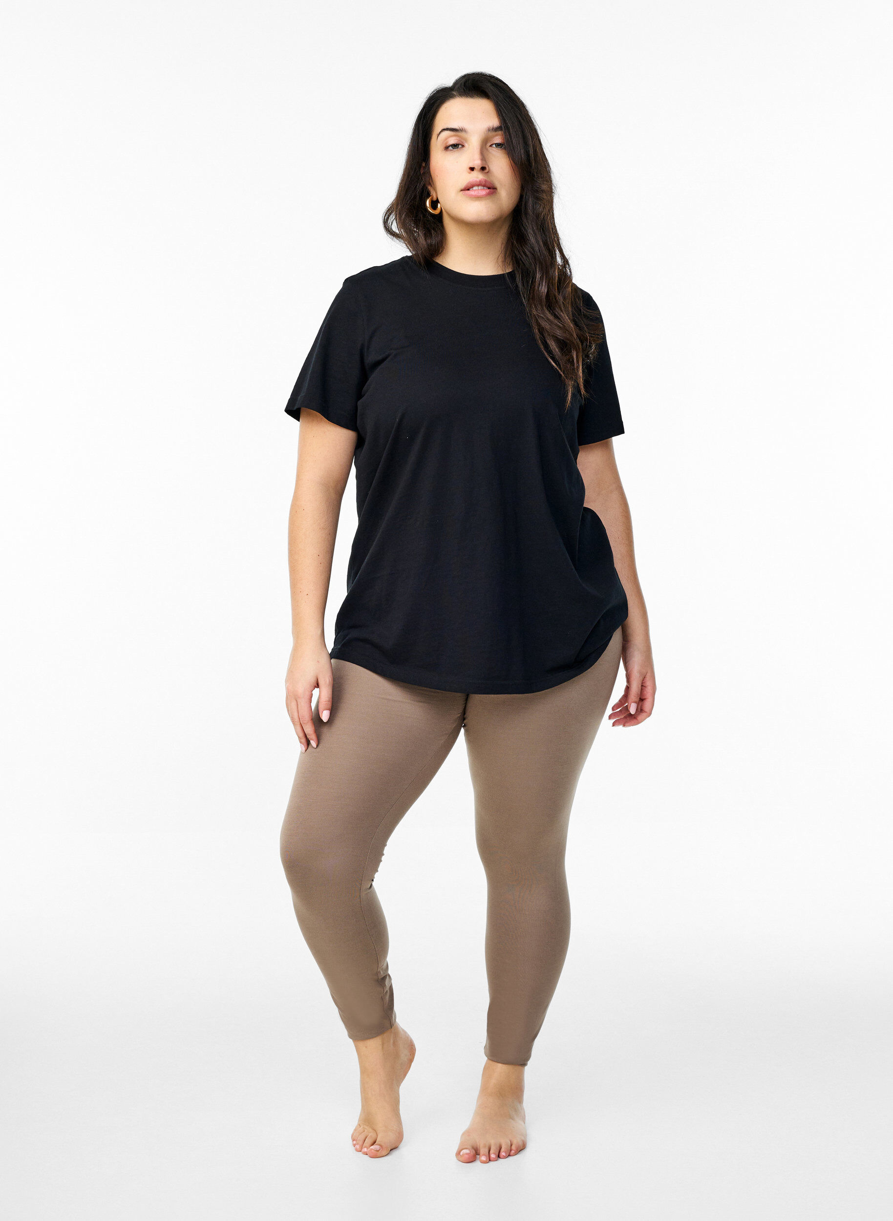 Zizzi Basis leggings i viskose, Brun, Model image number 1