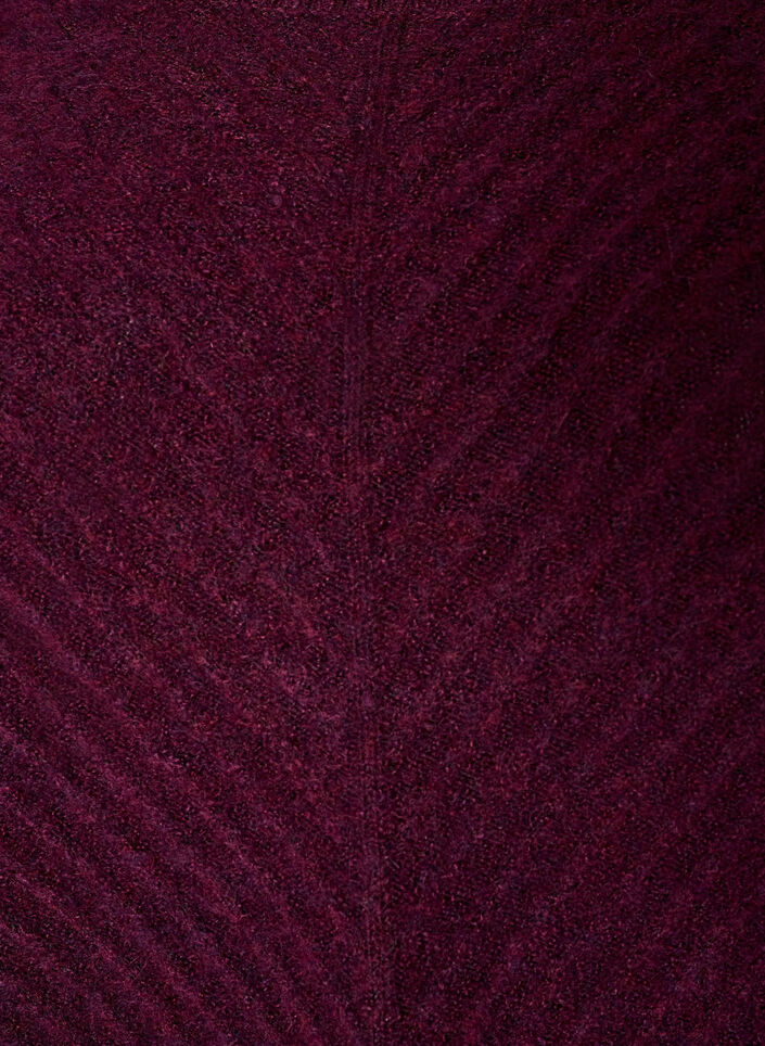 Kort strikkjole med V-formet strukturm&oslash;nster, R&oslash;d, Packshot image number 2