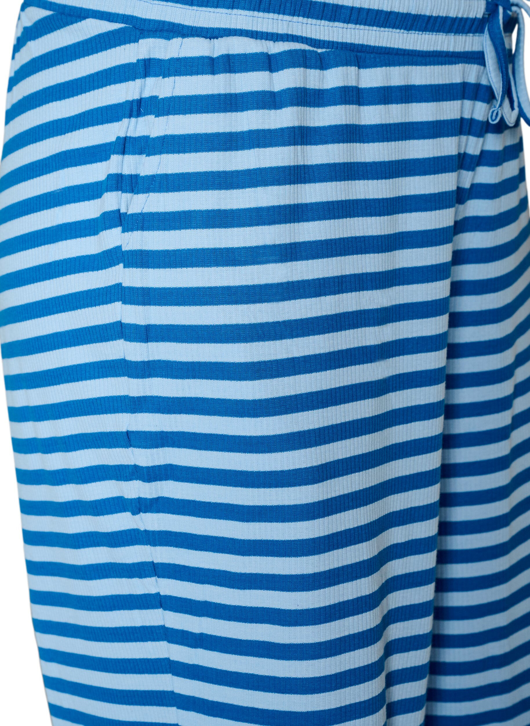 ZizziStribede natbukser med h&oslash;j talje og brede ben, Bl&aring;, Packshot image number 2