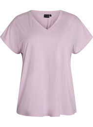 L&oslash;s tr&aelig;nings t-shirt med v-hals, Lilla