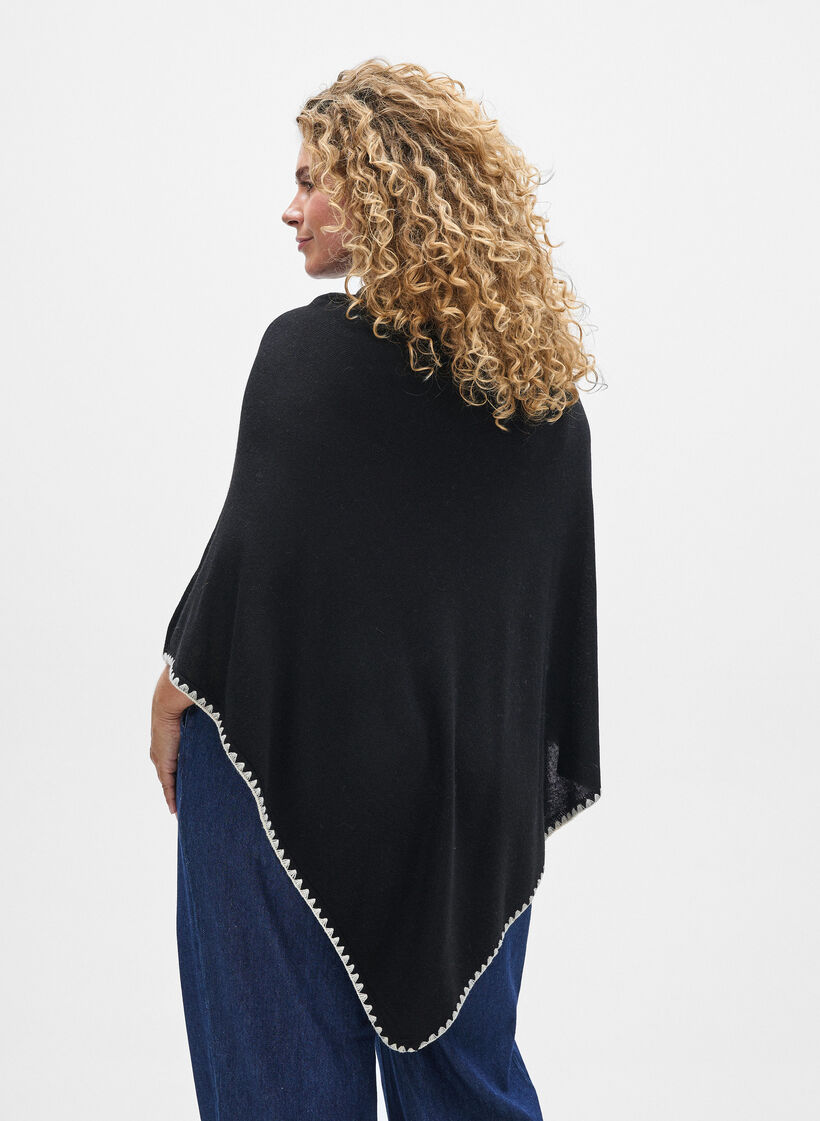 Finstrikket poncho, Sort, Model image number 2