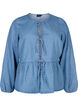 Peplum bluse i denim med bindelukning, Light Blue Denim, Packshot image number 0