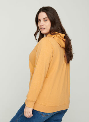 Sweatshirt med hætte og tryk, Spruce Yellow Mel., Model image number 1