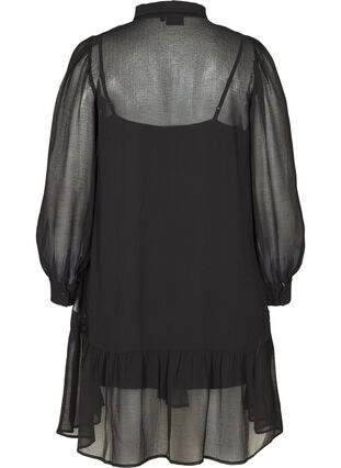 Langærmet kjole med knaplukning, Black, Packshot image number 1