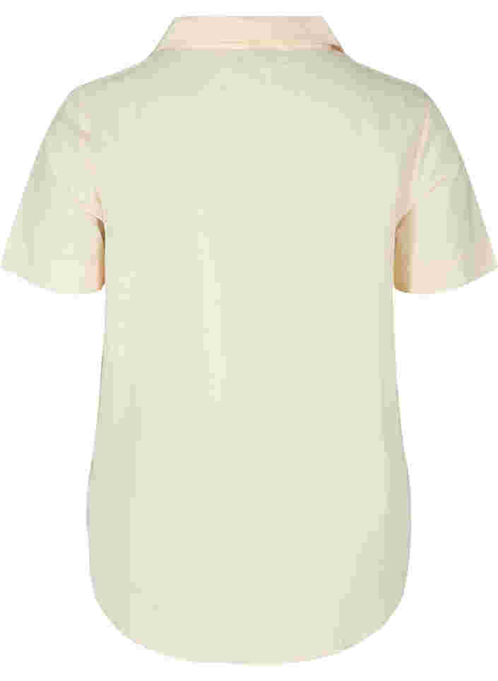 Kortærmet bluse med krave i økologisk bomuld, Mother Of Pearl, Packshot image number 1