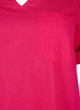 Kortærmet tunika i bomuldsmix med hør, Bright Rose, Packshot image number 2