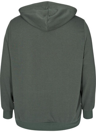 Sweatshirt med hætte og lomme, Thyme, Packshot image number 1