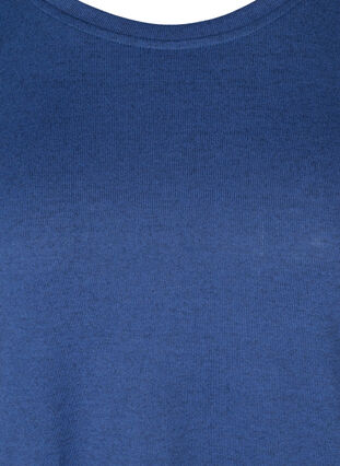 Bluse med 3/4 ærmer og knapper, Twilight Blue Mel, Packshot image number 2