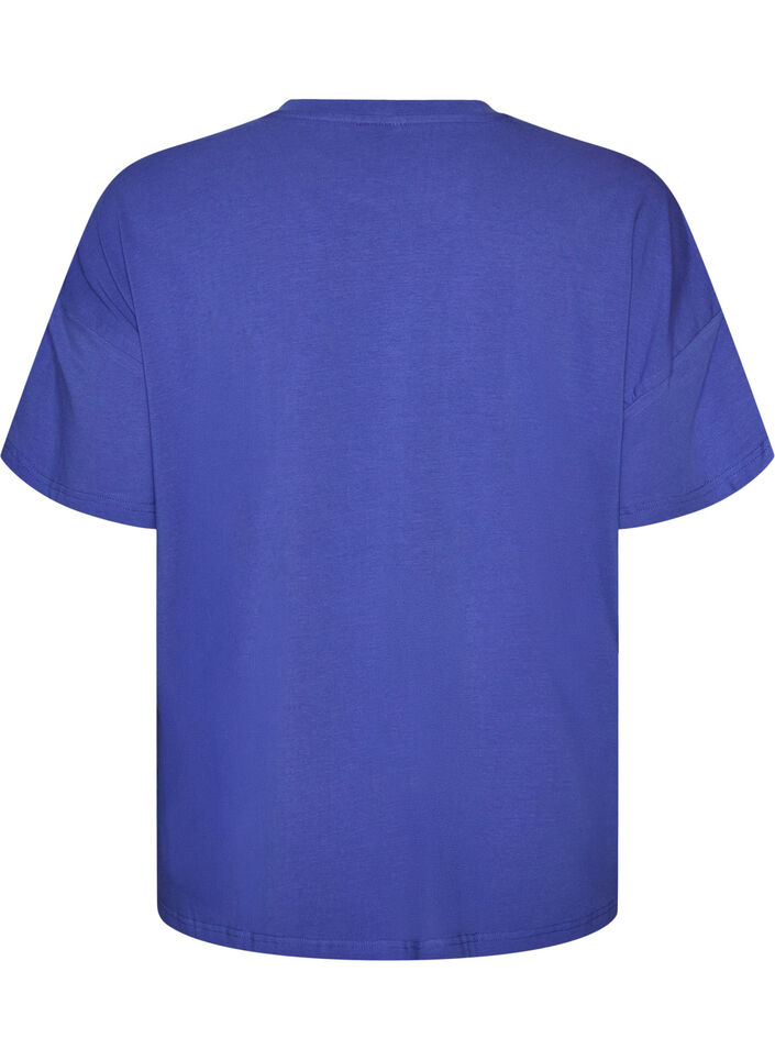 T-shirt i &oslash;kologisk bomuld med lille frontmotiv, Bl&aring;, Packshot image number 1