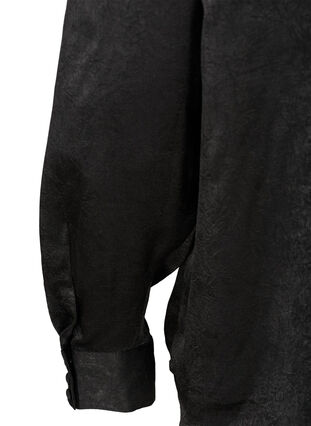 Skjorte med struktur og lange pufærmer, Black, Packshot image number 3