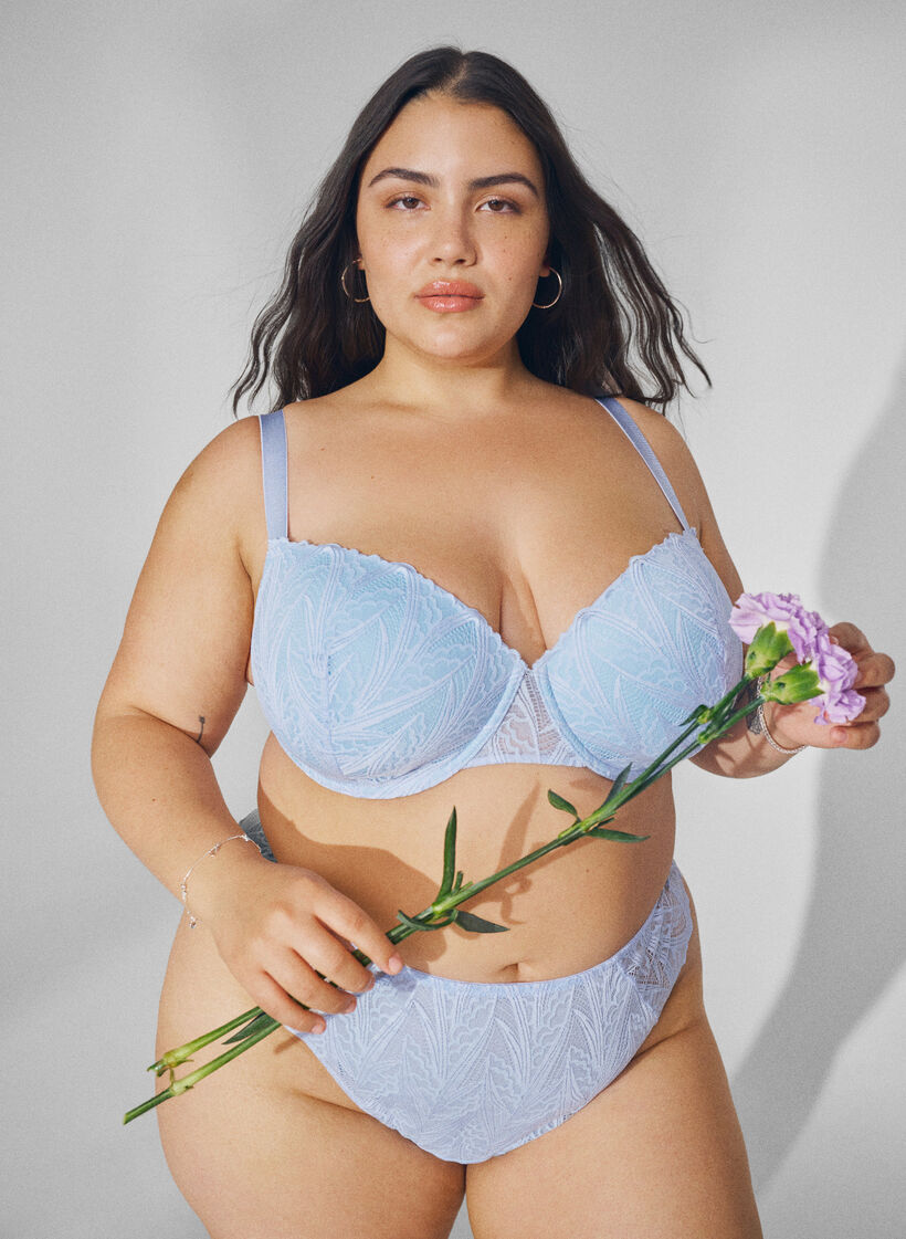 G-streng trusse med blonder og regulær talje, Blå, Image image number 0