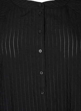 Lang viskose skjorte med stribet mønster, Black, Packshot image number 2