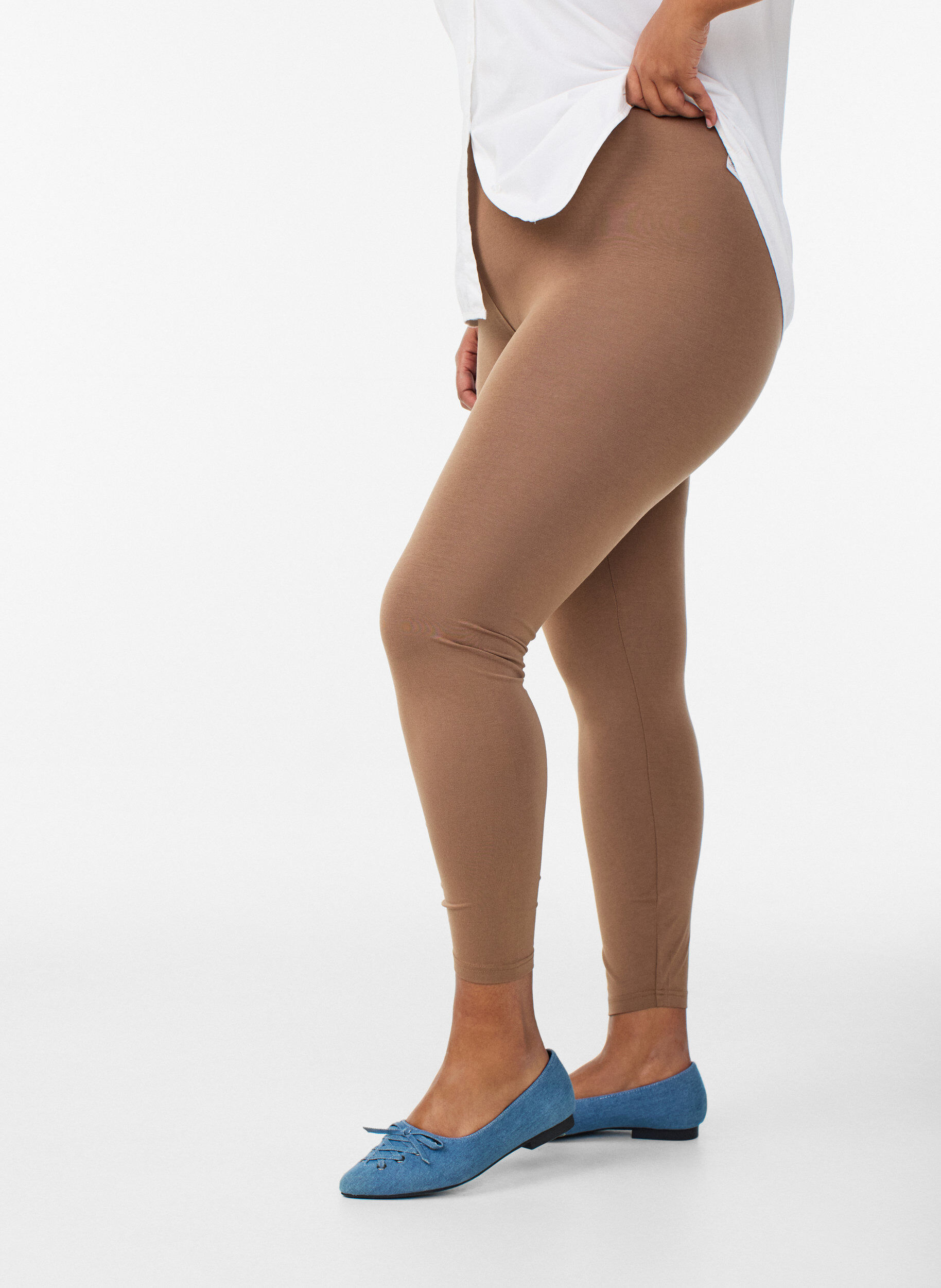 Zizzi Basis leggings i viskose, Brun, Model image number 0