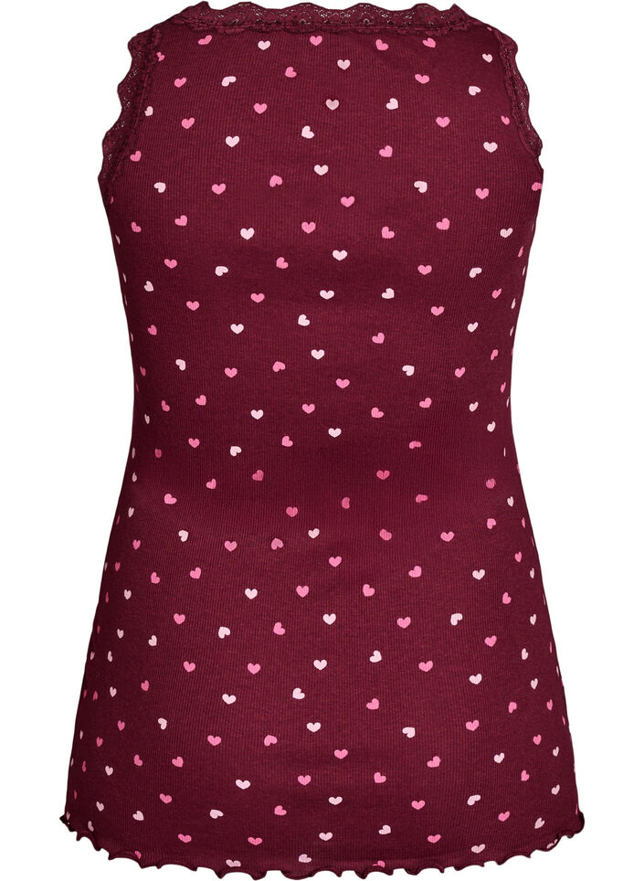 Top med print og blondekant, R&oslash;d, Packshot image number 1