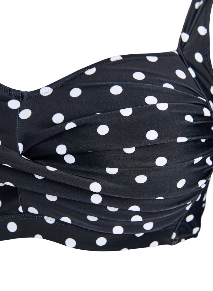 Bikini overdel med vattering og print, Sort, Packshot image number 2