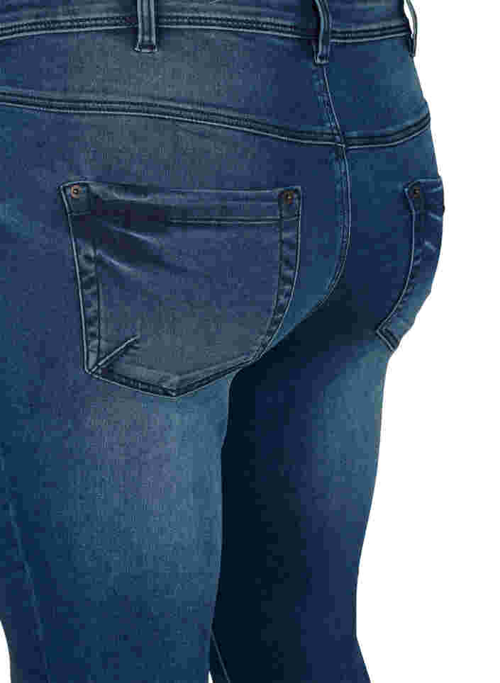 Cropped Amy jeans med lynlås, Dark blue denim, Packshot image number 3